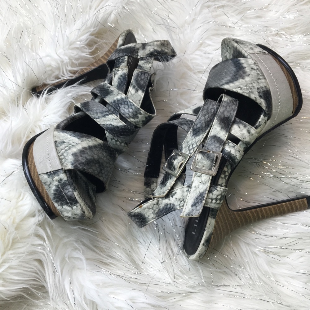 Liliana Platform Strappy Snake Print Heels